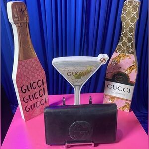 GUCCI Black Soho Patent Leather Enamel Long Bifold, GUC